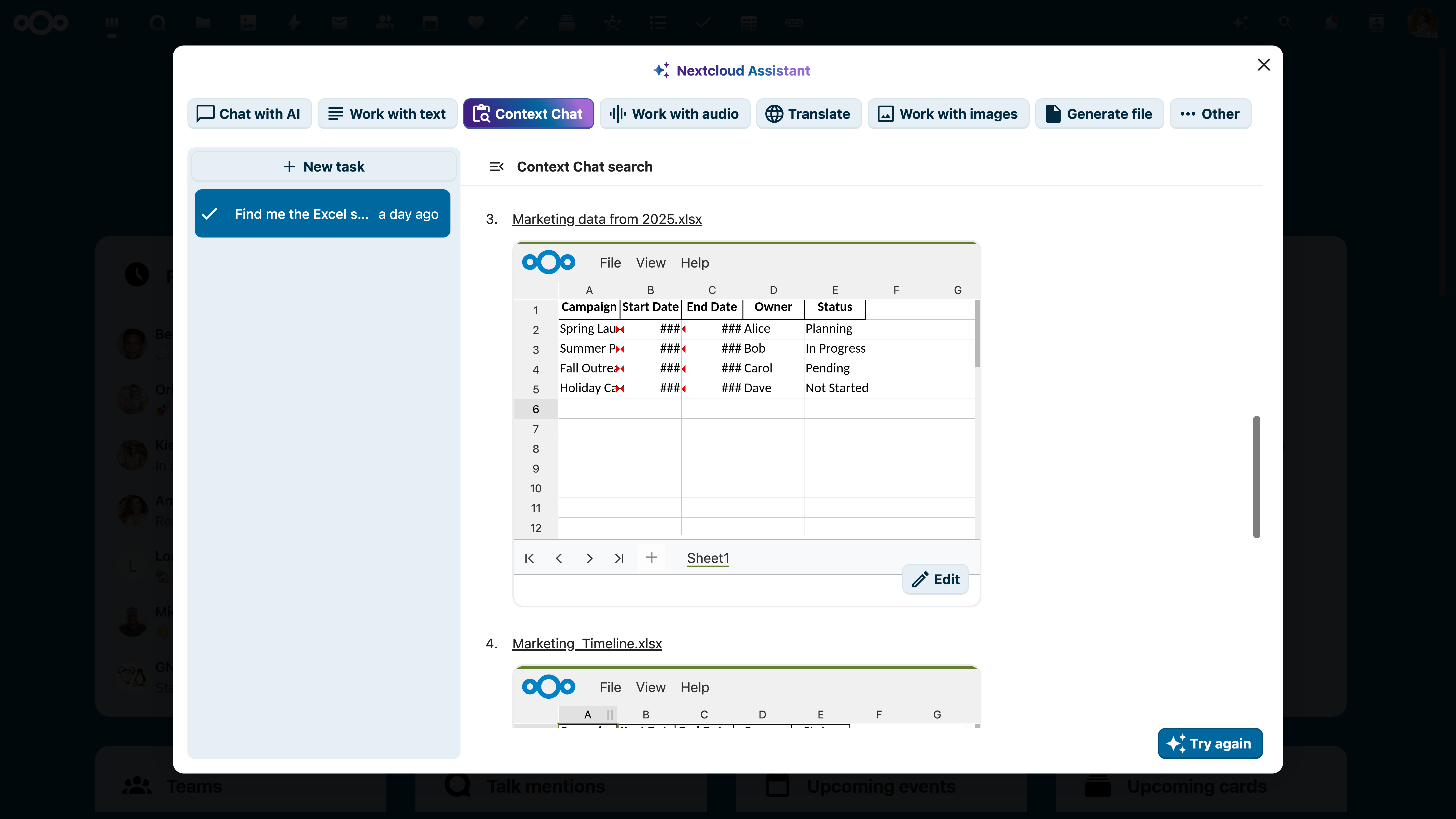 Nextcloud AI more data Context chat search