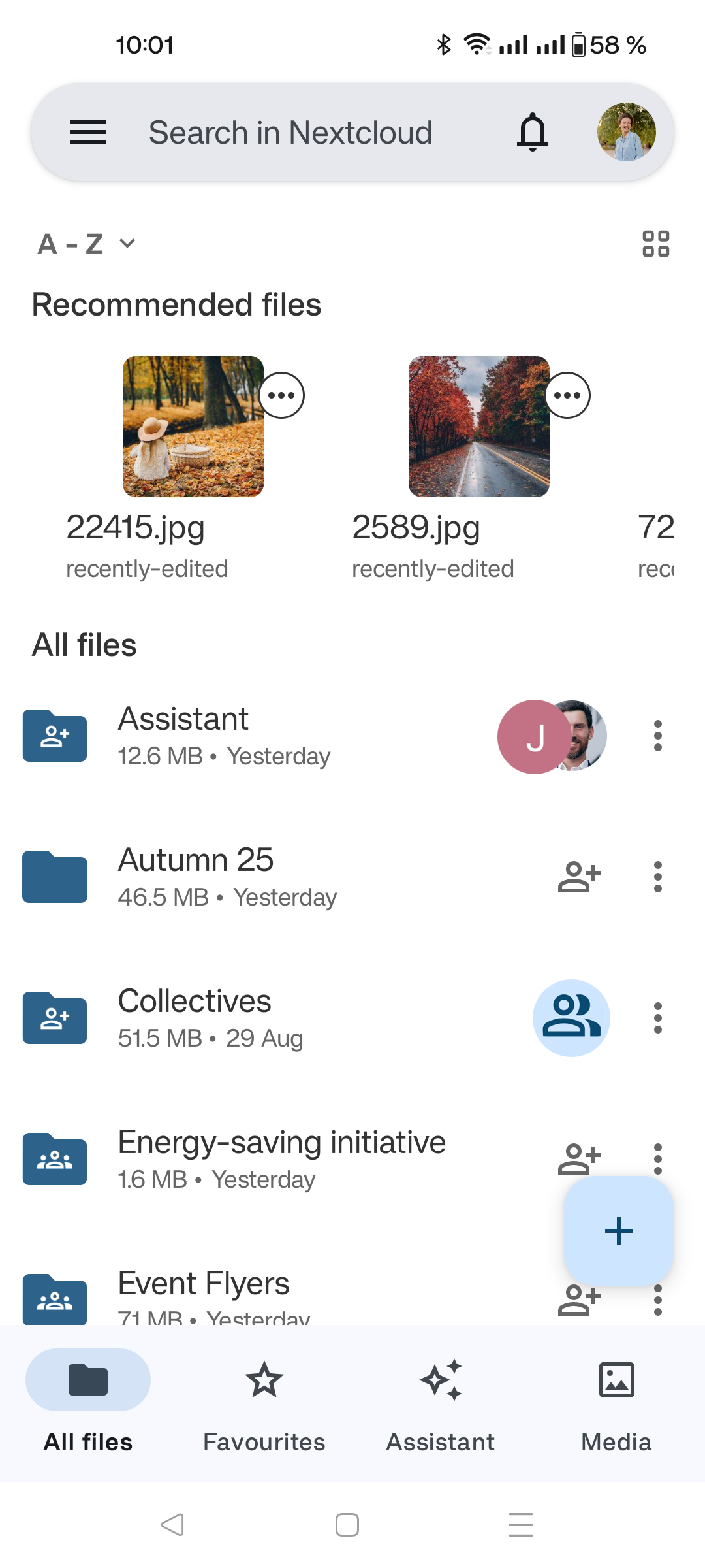 Nextcloud Clients Files list view (Android)