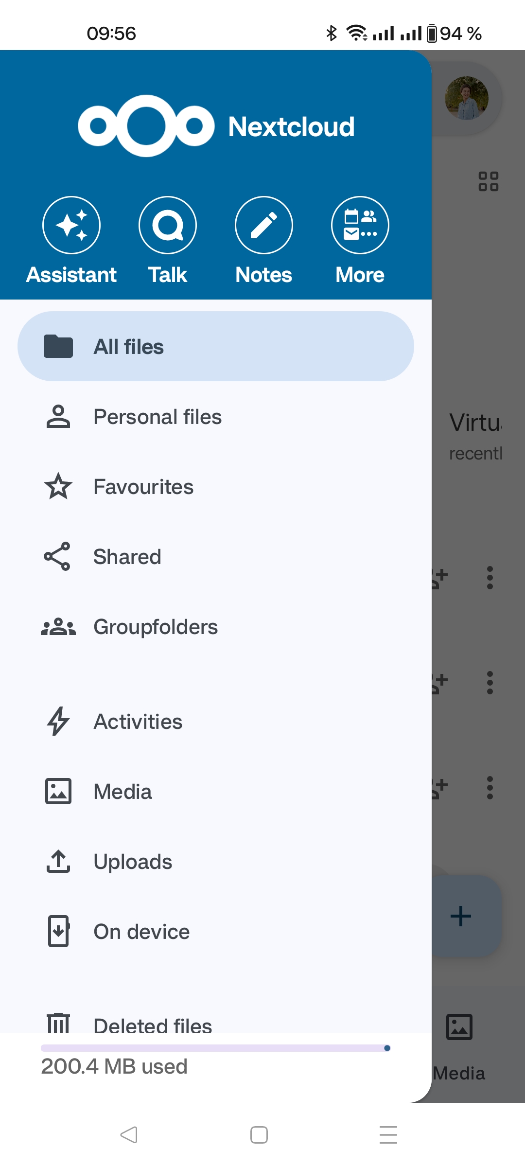 Nextcloud Clients Re-order and group drawer items (Android)