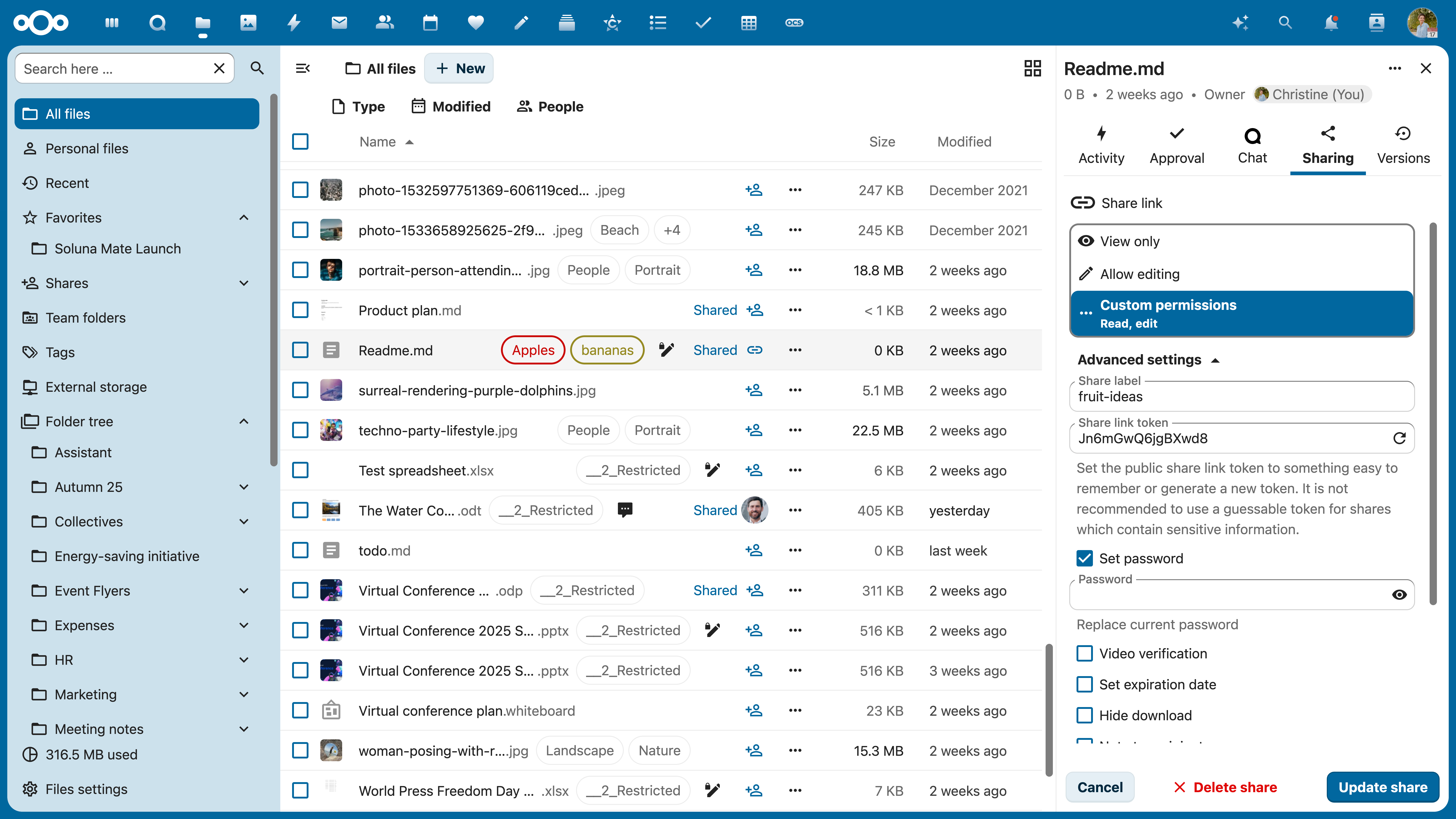 Nextcloud Files Advanced Permissions (Web)