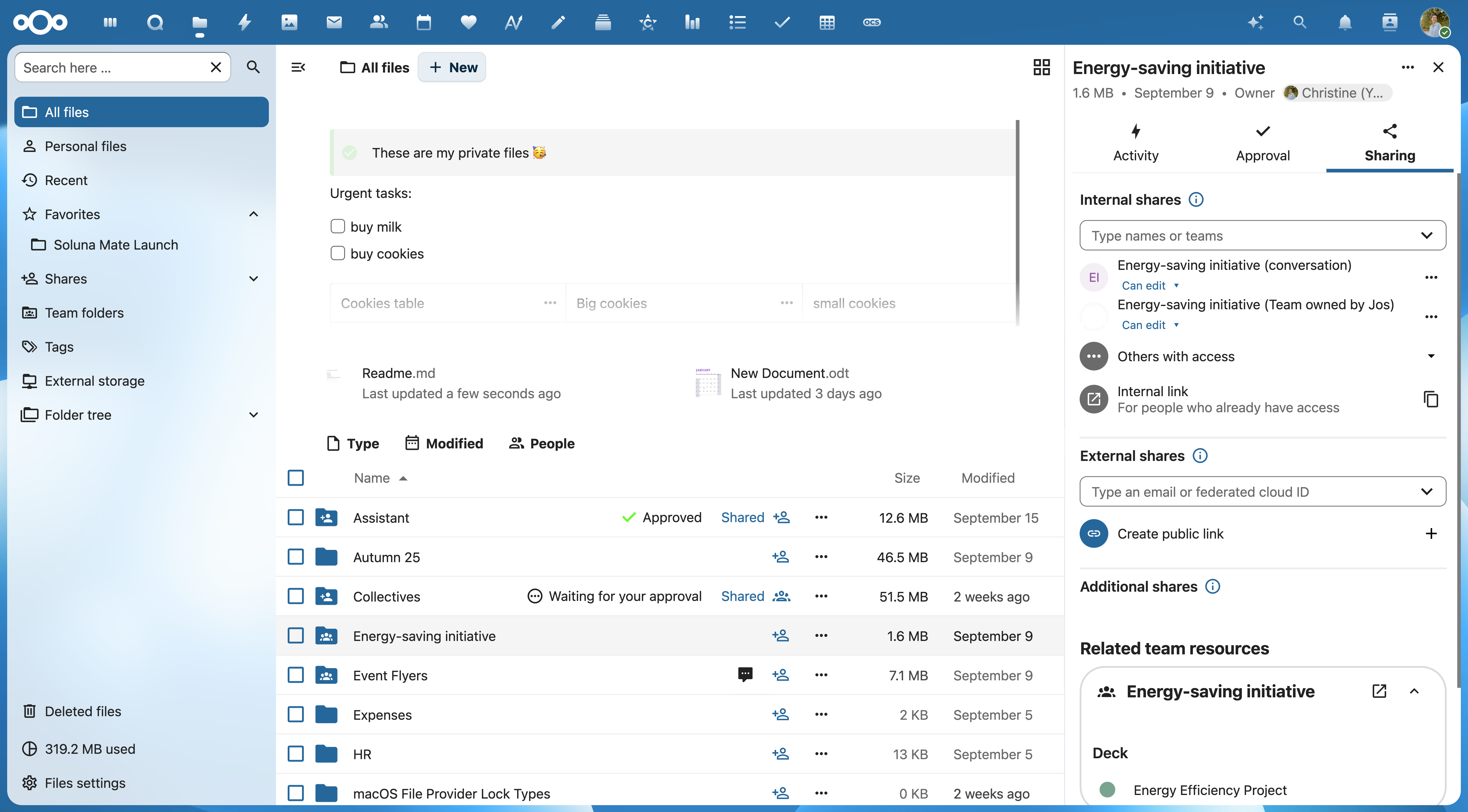 Nextcloud Files Overview and Sharing (Web)