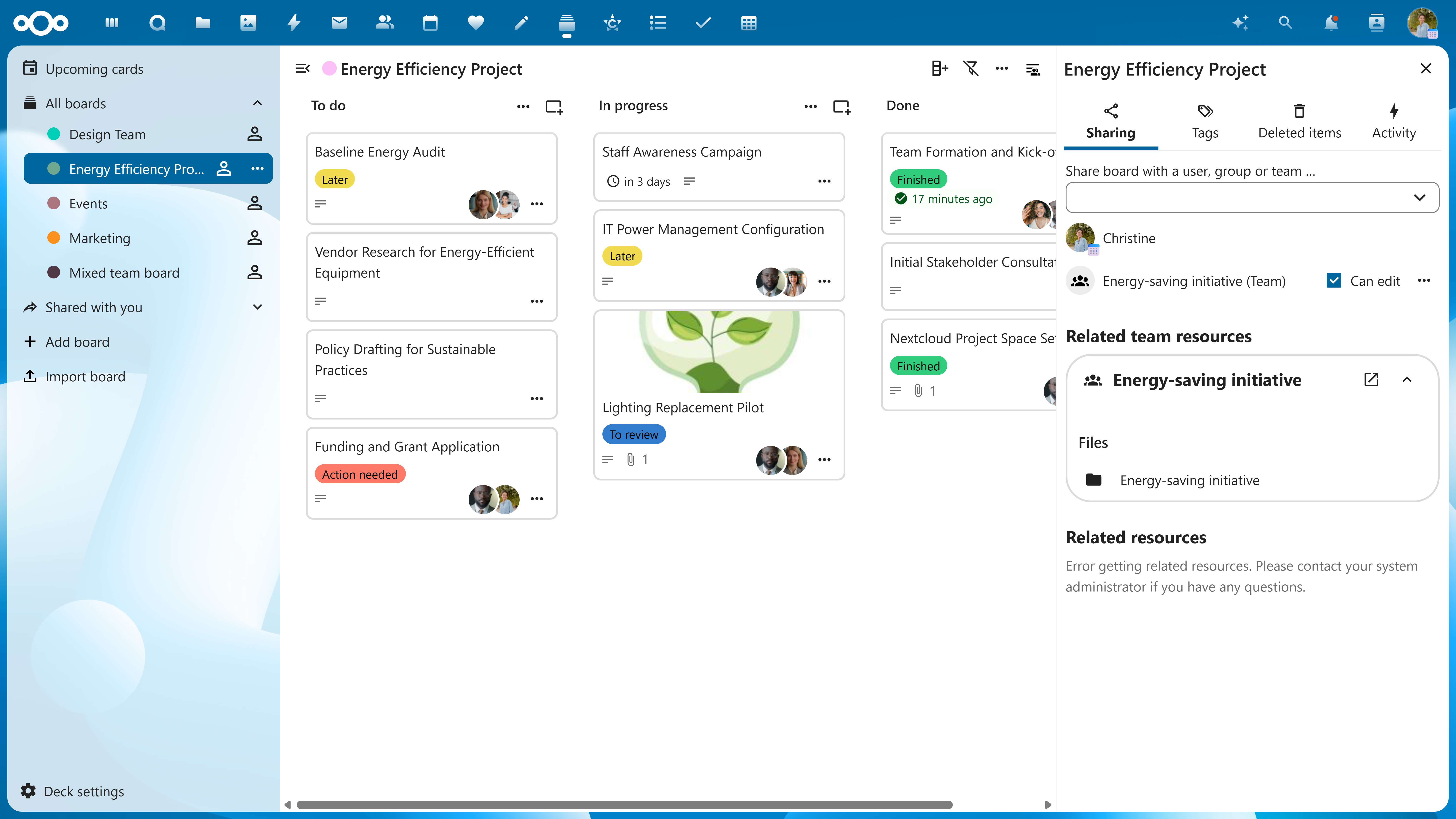 Nextcloud Files (Teams) Deck Teams (Web)