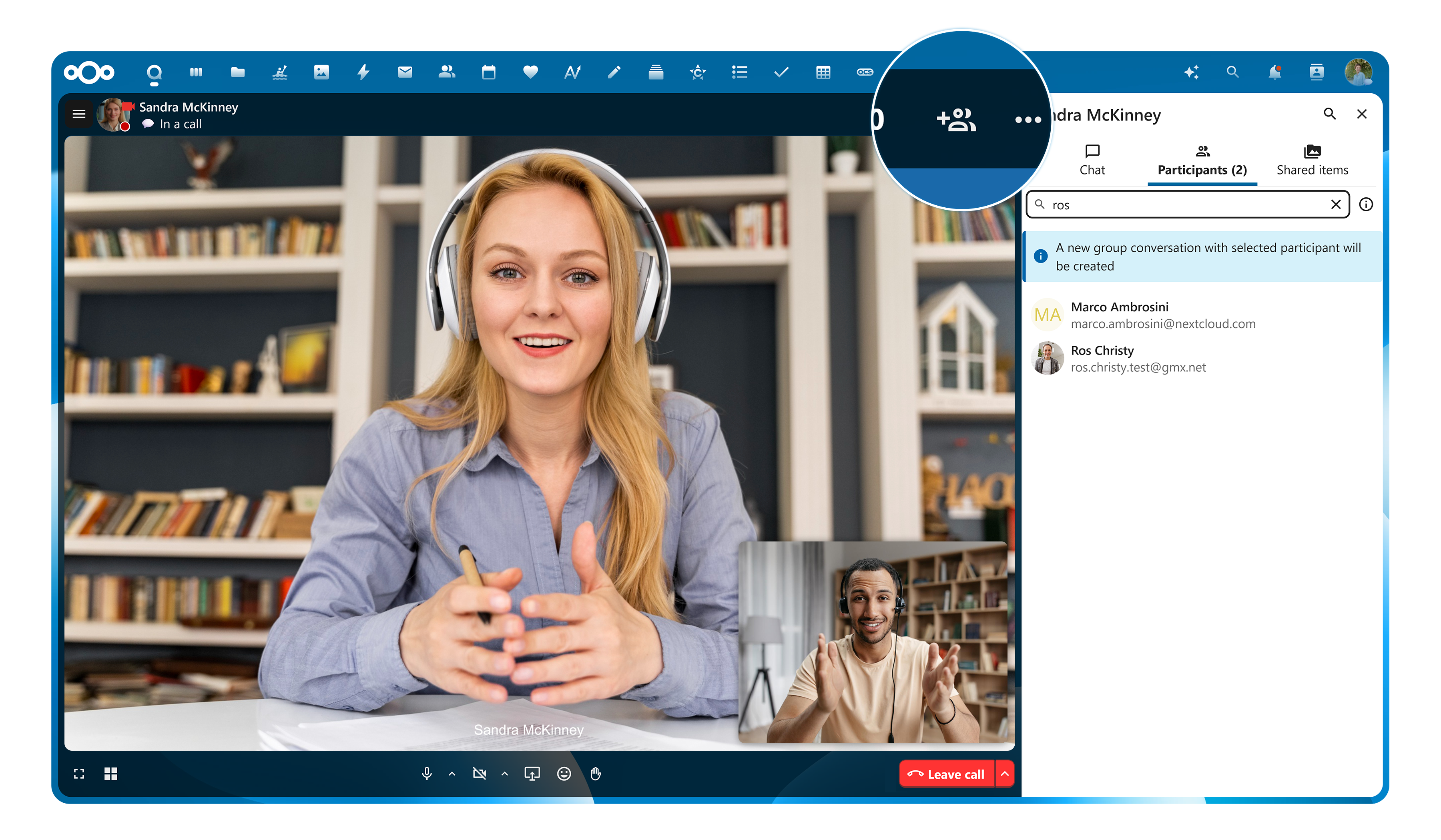 Nextcloud Talk interface (Web)