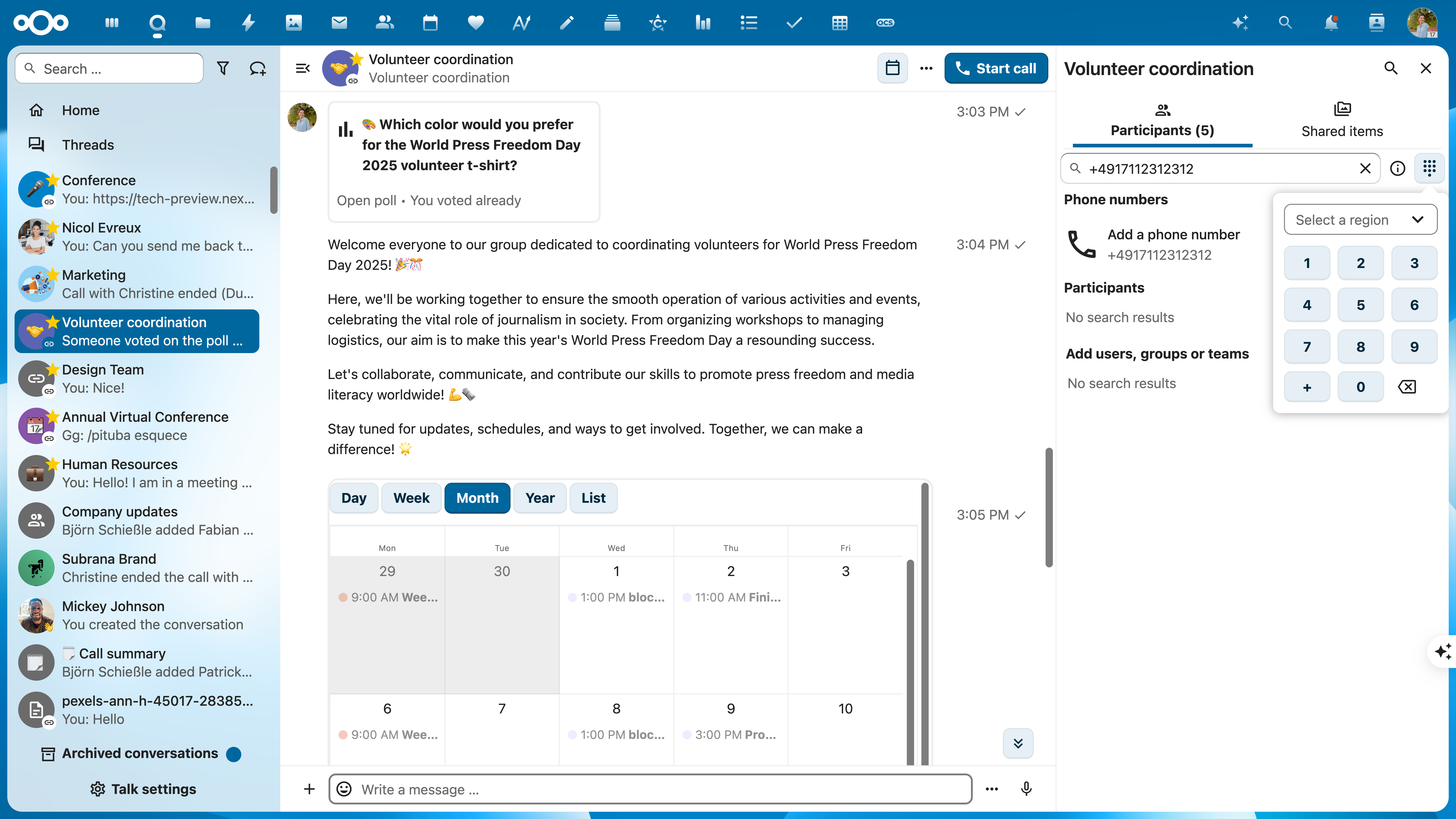 Nextcloud Talk SIP Dailer (Web)